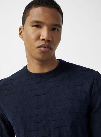 Le 31 Mens Embossed jacquard sweater