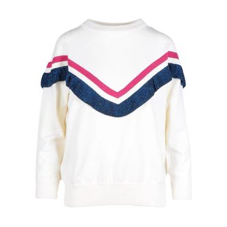 Ballantyne Long Sleeve Pullover Sweater - Dames - Ronde hals truien - Wit - M - Wol - Truien & Vesten