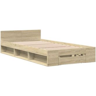 vidaXL Cama Con Caj&oacute;n Madera De Ingenier&iacute;a Roble Sonoma 90x190 Cm Vidaxl