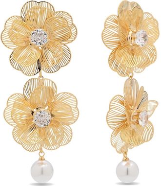 Eye Candy Los Angeles Solana Bloom Faux Pearl Drop Earrings in Gold at Nordstrom Rack