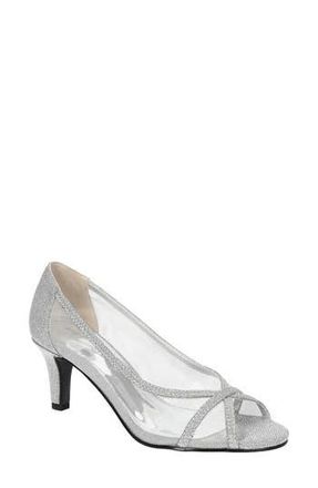 Easy Street Picaboo Peep Toe Pump in Silver Glitter at Nordstrom Rack, Size 5.5