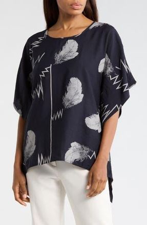 Patrizia Luca Scribble Print Caftan Top in Navy at Nordstrom Rack, Size Large/x-Large