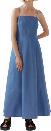 Foemina Fleur Dress In Steel Blue Cotton