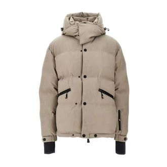 Moncler Down Jackets, male, Beige, S, Krun Hooded Wool Down Ski Jacket