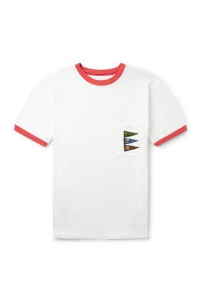 KAPITAL Pennant Ringer Logo-Appliquéd Cotton-Jersey T-Shirt