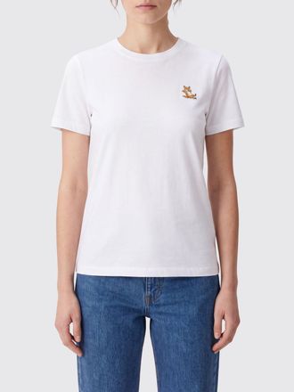 Maison Kitsun&eacute; T-shirt girocollo in cotone con patch logo Chillax Fox