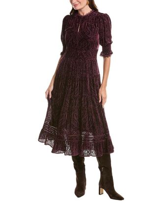 Johnny Was Daphne Silk-Blend Tea-Length Dress