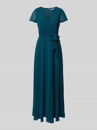 Christian Berg Cocktail Kleid in Wickel-Optik mit V-Ausschnitt und Bindeg&uuml;rtel in Lagune, Gr&ouml;&szlig;e 50