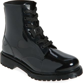 DKNY Tilly Lace-Up Rain Boot in Black/Shiny at Nordstrom Rack, Size 7