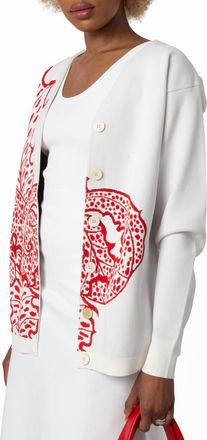 Ferragamo Jungle Print V-Neck Cardigan, Size X-Large