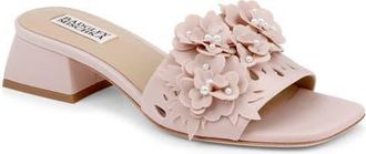Badgley Mischka Oralia Beaded Floral Slide Sandal in Pink at Nordstrom, Size 7.5