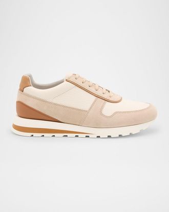 Brunello Cucinelli Mens Leather and Suede Runner Sneakers