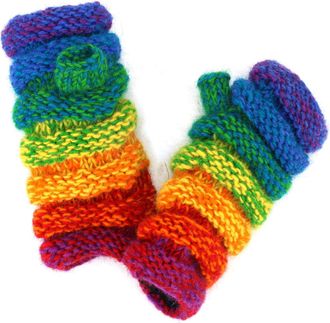 Loud Elephant Wool Knit Arm Warmer - Ruched - Shredded Rainbow