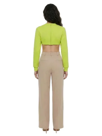 Dolce & Gabbana Cropped Long-Sleeve Bodysuit - Green