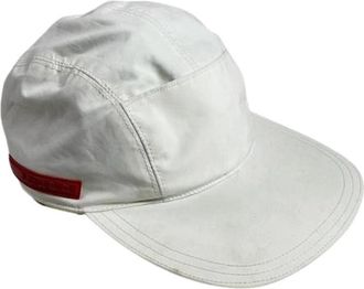 Prada Pre-owned Vintage Hoed - unisex - Vintage Accessoires - Wit - ONE Size - Polyester - Vintage