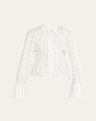 A.W.A.K.E. Oversized Puff-Sleeve Poplin Shirt