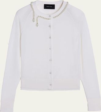 Simone Rocha Pearly Classic Merino Crewneck Cardigan