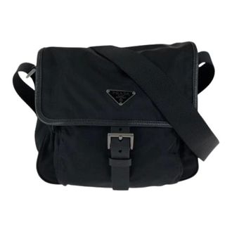Prada Pre-owned Cross Body Bags, female, Black, Size: ONE SIZE Pre-owned Tessuto Nylon Shoulder Bag
