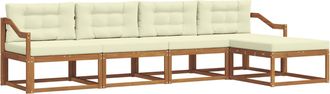 vidaXL Conjunto De Sof&aacute;s De Exterior 5 Uds. Natural Y Crema Vidaxl