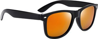 Generic Retro Style Sunglasses With Mirrored Lenses, Lightweight, Unisex, Black Frame