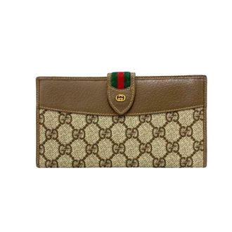 Gucci Brown Green Red Color Leather Pvc Long Wallet (Bi-Fold) (Pre-Owned)