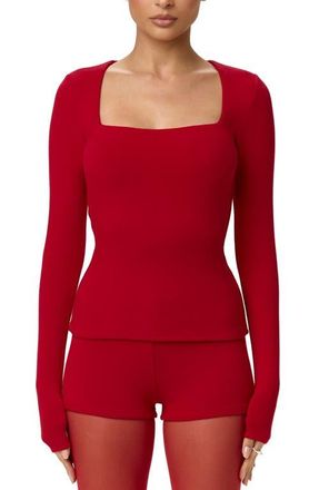 Naked Wardrobe Square Neck Crop Top in Red at Nordstrom, Size X-Large