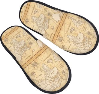 Generic Slippers Worl-D Map Fluffy Slippers Soft Warm House Shoes For Guest Spa Travel L