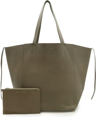 Celine Black Grayish Leather Pouch Shoulder Bag Tote Bag (Pre-Owned)