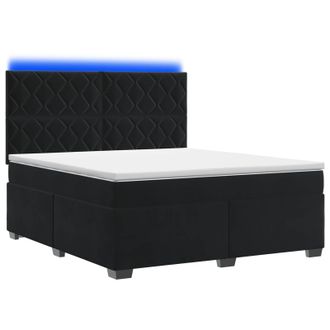 vidaXL Letto Box Spring Con Materasso Nero 140 X 200 Cm Velluto Vidaxl