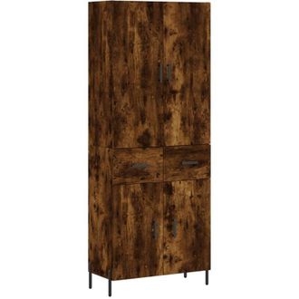 vidaXL Aparador Alto Madera Contrachapada Roble Ahumado 69,5x34x180 Cm Vidaxl