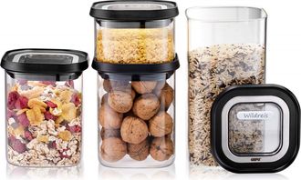 GEFU Gefu Set Tarros Pantry, 4 Piezas Recipientes, Vidrio De Borosilicato, Multicolor, &Uacute;nico
