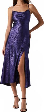 Astr Gaia Midi Dress In Metallic Purple
