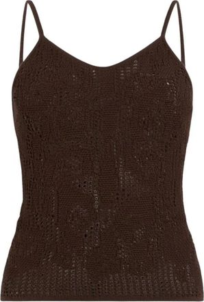 Roberto Cavalli Top met Gehaakt Effect en Spaghettibandjes - Dames - Tops zonder mouwen - Bruin - XS - Tops