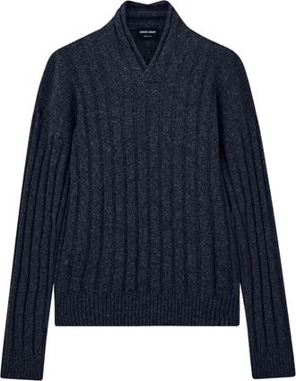 Giorgio Armani Deep V-Neck Ribbed Knit Sweater