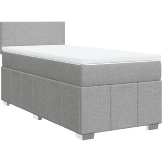 vidaXL Cama Box Spring Con Colch&oacute;n Tela Gris Claro 90x200 Cm Vidaxl