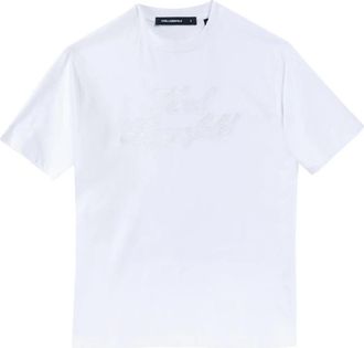 Karl Lagerfeld T-shirt Firma Rilievo - Heren - T-shirts - Wit - XL - Katoen - Tops
