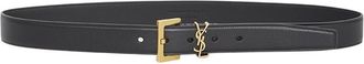 Saint Laurent Black Logo Buckle Belt