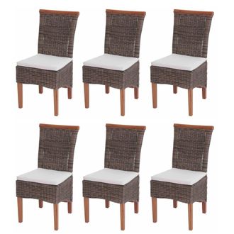 Hhg Lote De 6 Sillas De Comedor Savona, Silla De Cocina, Rat&aacute;n, Con Coj&iacute;n De Asiento
