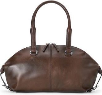 Staud Hester Leather Shoulder Bag in Espresso Distressed at Nordstrom