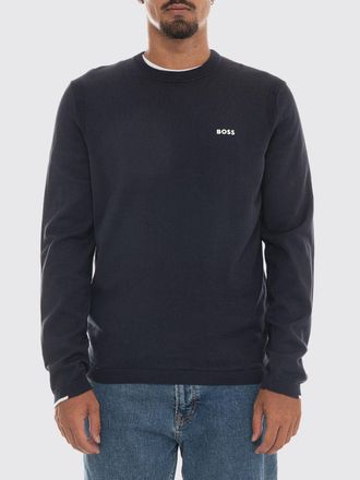 HUGO BOSS Maglia girocollo slim fit in cotone con logo a contrasto