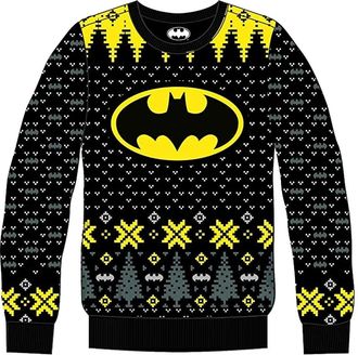 Batman Kerst Sweatshirt met logo voor heren (ZWART/GEEL)