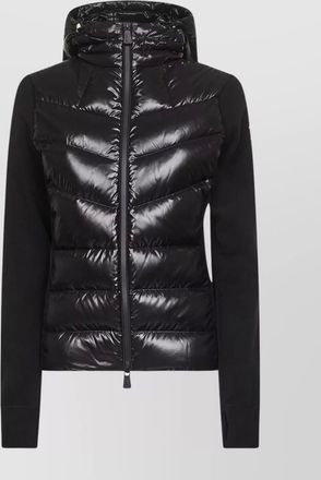 Moncler hooded long sleeve knitwear with quilted front