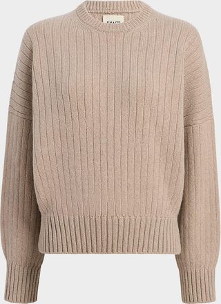 Khaite Lennox Cashmere Rib Crewneck Sweater