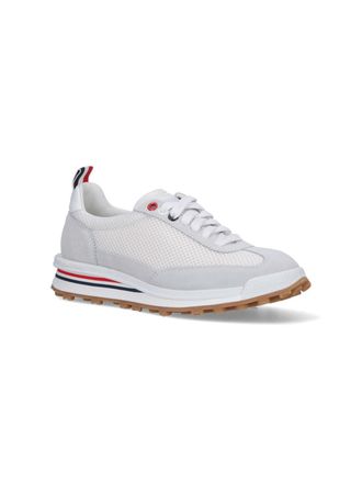 Thom Browne Mesh and Suede Low-Top Sneaker - White