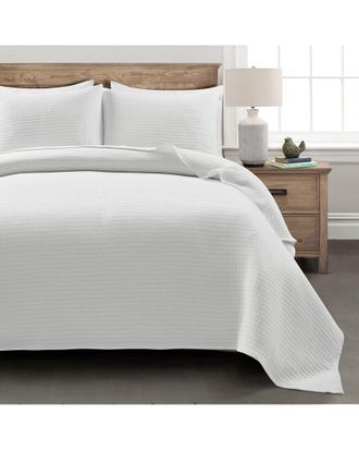 Lush D&eacute;cor Solid Kantha Pick Stitch Yarn Dyed Cotton Woven Quilt/Coverlet