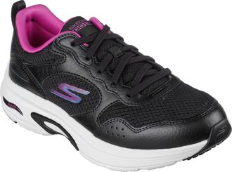 Skechers Womens Run Arch Fit Easy Road Slip On Trainers in Black/Purple - Size UK 4.5