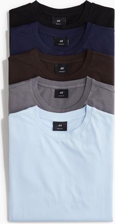H&M 5er-Pack T-Shirts in Regular Fit - Blue