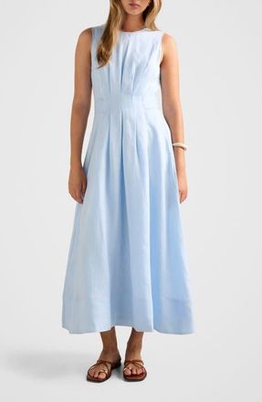 Ever New Rosie Tuck Detail Sleeveless Linen Dress in Bluebell at Nordstrom, Size 10