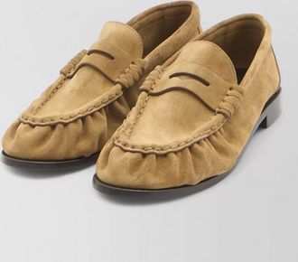 Saint Laurent signature suede loafers round toe design