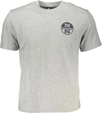 North Sails Grijze Katoenen Logo Print T-shirt - Heren - T-shirts - Grijs - 3XL - Katoen - Tops
